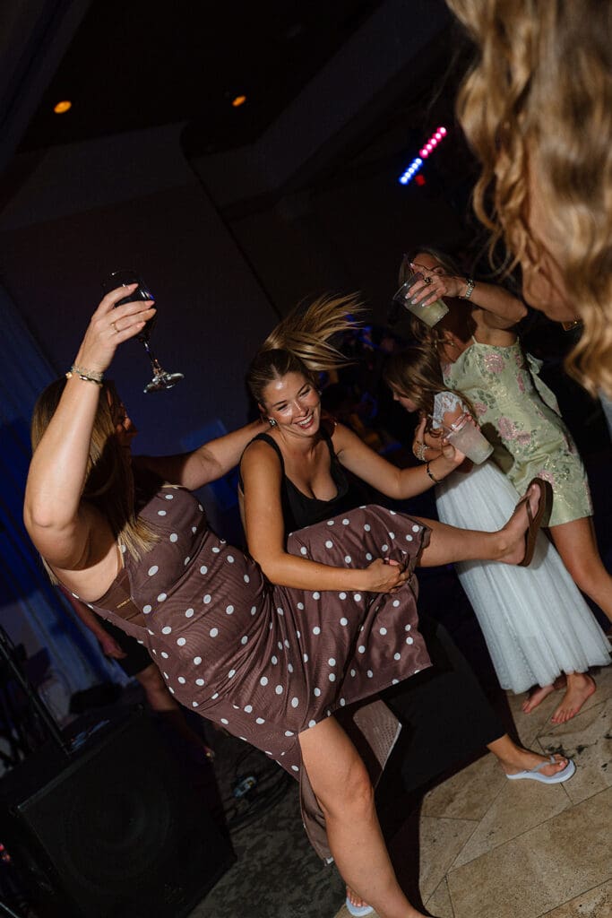 Family and friends celebrating on the dance floor at an Ohio wedding